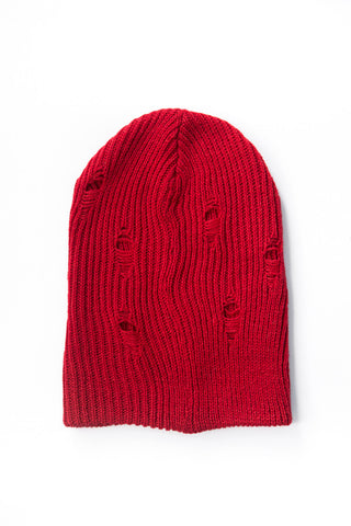 Distressed Red Beanie