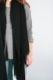 Black Raw Edge Scarf 