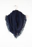 Navy Fringe Infinity Scarf
