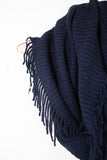 Navy Fringe Infinity Scarf