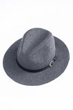 Charcoal Grey Wide Brim Buckle Hat